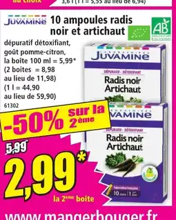 Norma JUVAMINE 10 ampoules radis noir et artichaut offre