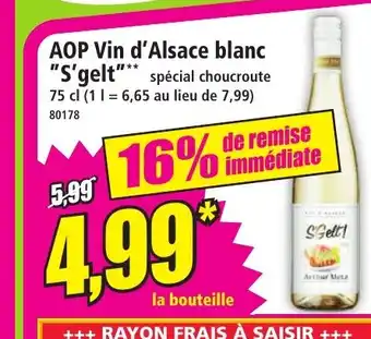 Norma AOP Vin d'Alsace blanc S'gel offre