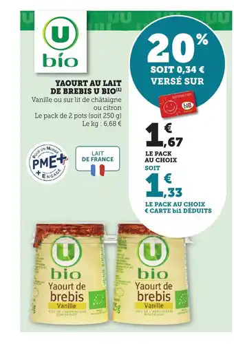 Maximarché Yaourt au lait de brebis u bio offre