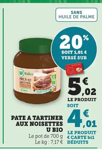 Maximarché Pate a tartiner aux noisettes u bio offre