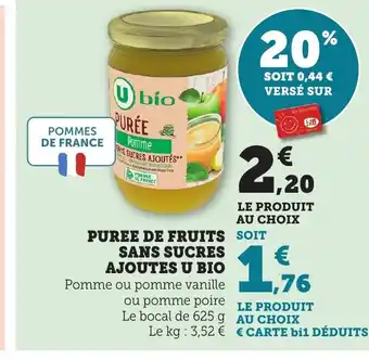 Maximarché Puree de fruits sans sucres ajoutes u bio offre