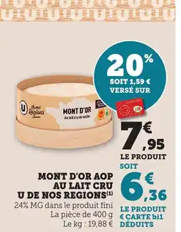 Maximarché Mont d'or aop au lait cru u de nos regions offre