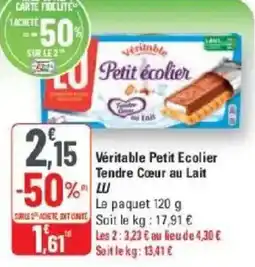 G20 Véritable petit ecolier tendre coeur au lait lu offre