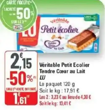 G20 Véritable petit ecolier tendre coeur au lait lu offre