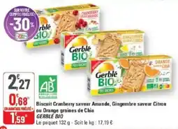 G20 Biscuit cranberry saveur amande gingembre saveur citron ou orange graines de chia gerble bio offre
