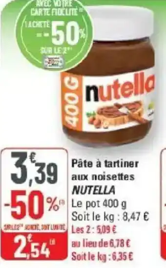 G20 Pâte à tartiner aux noisettes nutella offre