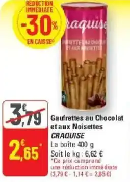 G20 Gaufrettes au chocolat et aux noisettes craquise offre