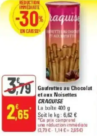 G20 Gaufrettes au chocolat et aux noisettes craquise offre