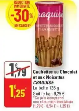 G20 Gaufrettes au chocolat et aux noisettes craquise offre