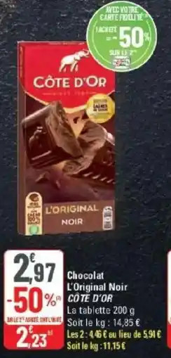 G20 Chocolat l'original noir côte d'or offre