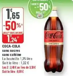 G20 Coca-cola sans sucres sans caféine offre