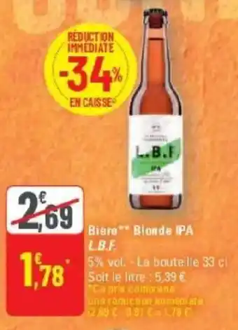 G20 Bière blonde ipa l.b.f. offre