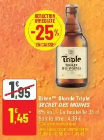 G20 Biere blonde triple secret des moines offre