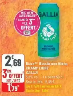 G20 Biere blonde non filtrée champ libre offre