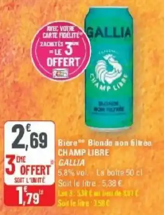 G20 Biere blonde non filtrée champ libre offre