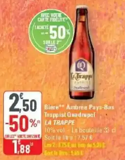 G20 Bière ambrée pays-bas trappist quadrupel la trappe offre