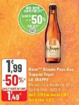 G20 Bière blonde pays-bas trappist tripel la trappe offre