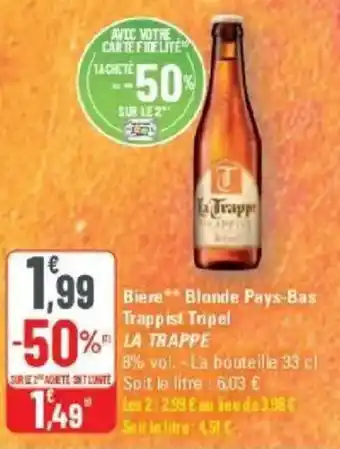 G20 Bière blonde pays-bas trappist tripel la trappe offre