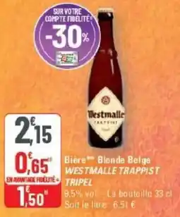 G20 Biere blonde belge westmalle trappist tripel offre