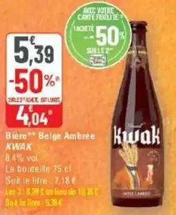 G20 Bière belge ambrée kwak offre