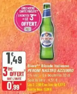 G20 Biere blonde italienne peroni nastro azzurro offre