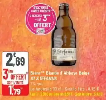 G20 Biere blonde d'abbaye belge st stefanus offre