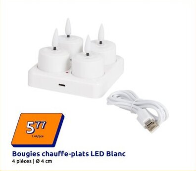 Action Bougies chauffe-plats LED Blanc offre