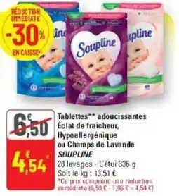 G20 Tablettes adoucissantes éclat de fraîcheur hypoallergénique ou champs de lavande soupline offre