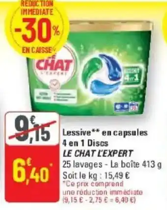 G20 Lessive en capsules 4 en 1 discs le chat l'expert offre