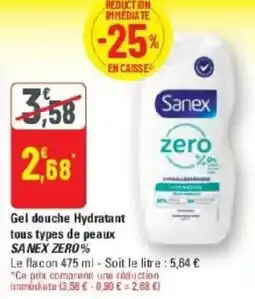 G20 Gel douche hydratant tous types de peaux sa nex zero% offre