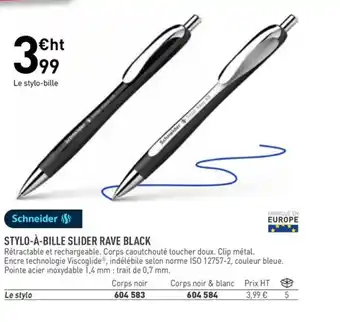 Hyperburo SCHNEIDER Stylo-à-bille slider rave black offre