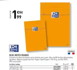 Hyperburo OXFORD Bloc-notes orange offre