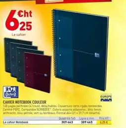 Hyperburo OXFORD Cahier notebook couleur offre