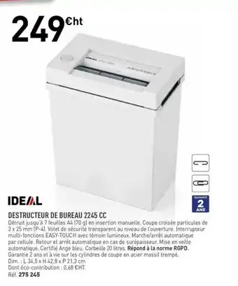 Hyperburo IDEAL Destructeur de bureau 2245 cc offre