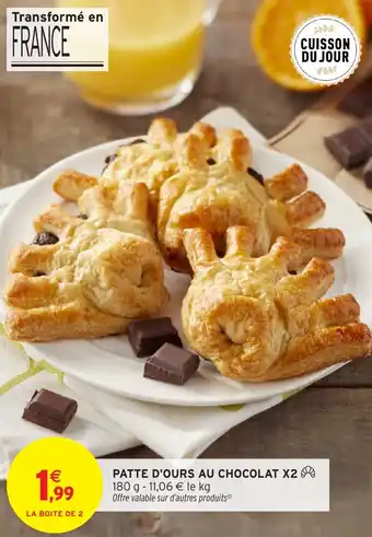 Intermarché Patte d'ours au chocolat x2 offre