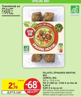 Intermarché Falafel épinards menthe bio céréal bio offre