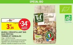 Intermarché Muesli croustillant bio duo pépites terres et cereales offre