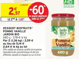 Intermarché Dessert biofruits pomme vanille jardin bio offre