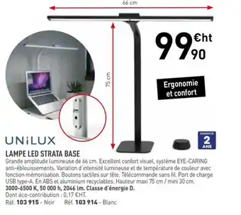 Hyperburo UNILUX Lampe led strata base offre