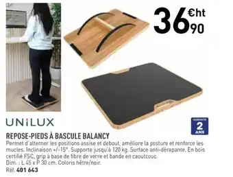 Hyperburo UNILUX Repose-pieds à bascule balancy offre