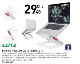 Hyperburo LEITZ Support multi-angles pc portable 15" offre