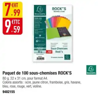 Plein ciel ROCK'S Paquet de 100 sous-chemises offre