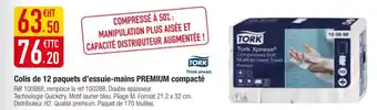 Plein ciel TORK Colis de 12 paquets d'essuie-mains premium compacté offre