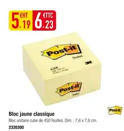 Plein ciel POST-IT Bloc jaune classique offre