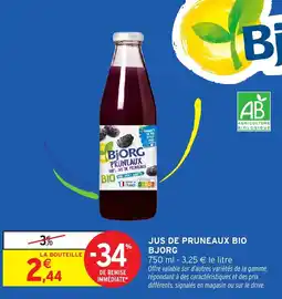 Intermarché Jus de pruneaux bio bjorg offre