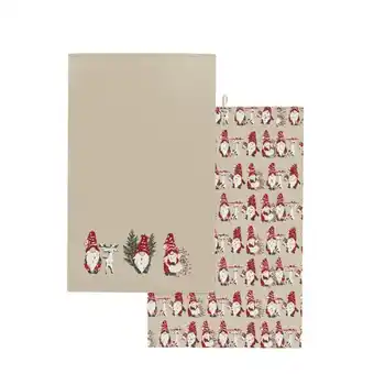 Carrefour Market TEX HOME Lot de 2 torchons Gnomes de Noël offre