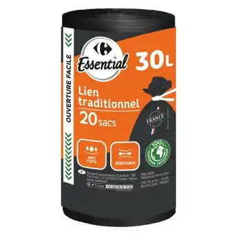 Carrefour Market CARREFOUR ESSENTIAL 20 sacs poubelle 30 L offre