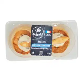 Carrefour 2 bouchées aux noix de Saint Jacques*, crevettes, moules et champignons CARREFOUR Le Marché offre