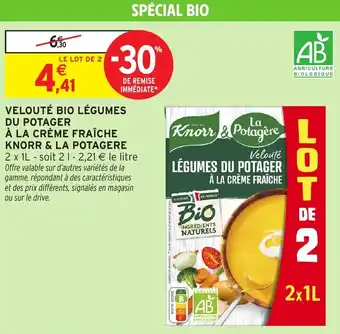 Intermarché Velouté bio légumes du potager à la crème fraîche knorr & la potagere offre