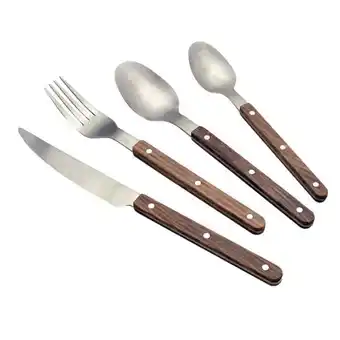 Carrefour CARREFOUR HOME Ménagère 16 pièces manche en bois offre